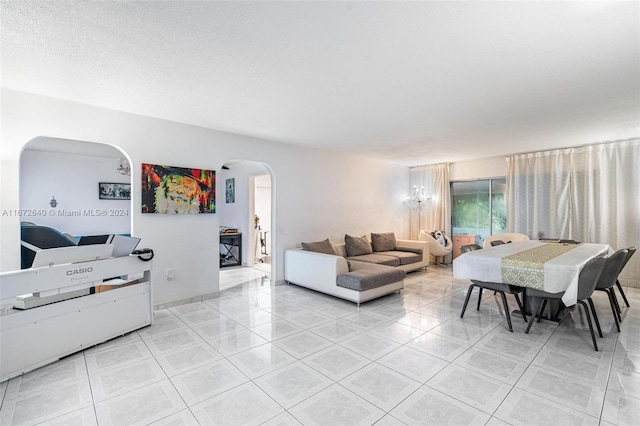 view of tiled living room