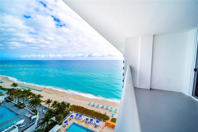 view of water feature featuring a beach view