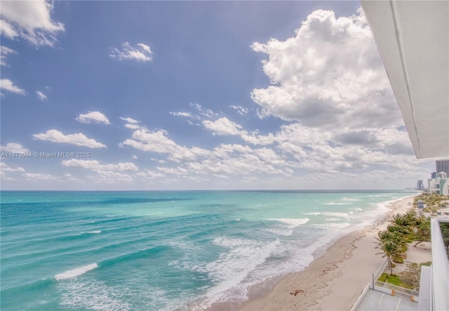 view of water feature with a view of the beach