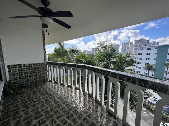 3181 S Ocean Dr Unit 501, Hallandale Beach, FL 33009 - balcony featuring a city view and ceiling fan