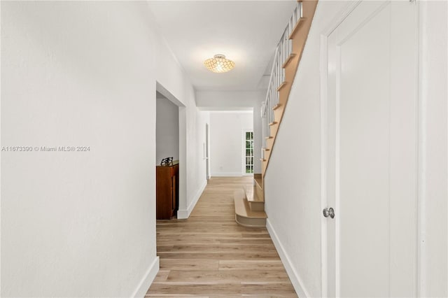 hall featuring light wood-type flooring