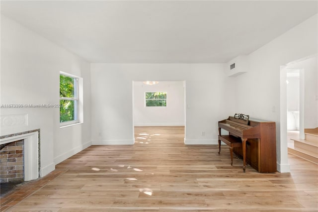 living room with light wood-type flooring