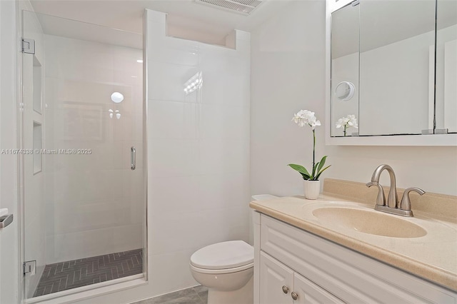 9066 SW 73rd Ct Unit 1205, Miami, FL 33156 - bathroom featuring toilet, a stall shower, and vanity