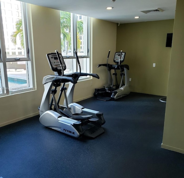 9066 SW 73rd Ct Unit 1205, Miami, FL 33156 - gym featuring plenty of natural light and baseboards