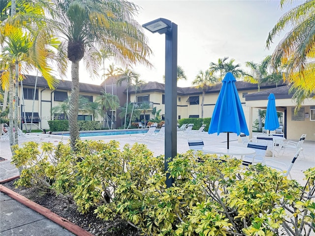 view of swimming pool featuring a patio