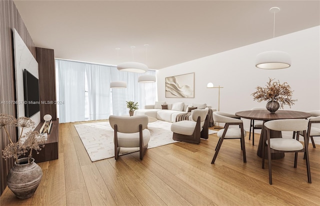 living room with light hardwood / wood-style flooring