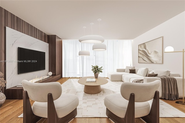 living room featuring light hardwood / wood-style floors