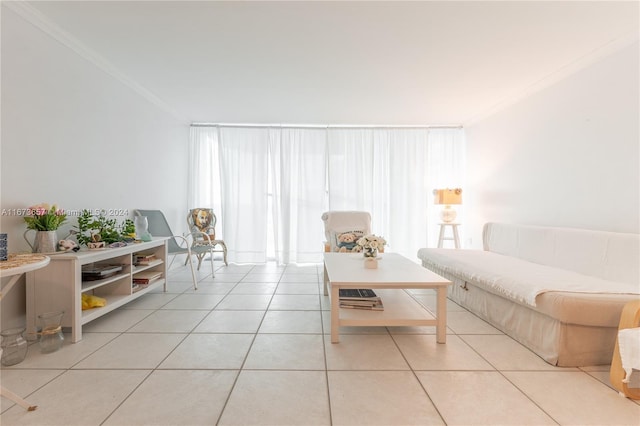 18071 Biscayne Blvd Unit 303, Aventura, FL 33160 - living room featuring crown molding and light tile patterned floors