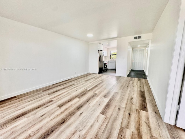 unfurnished living room with light hardwood / wood-style floors