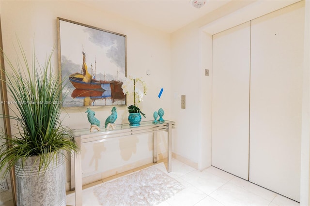 bathroom with tile patterned flooring