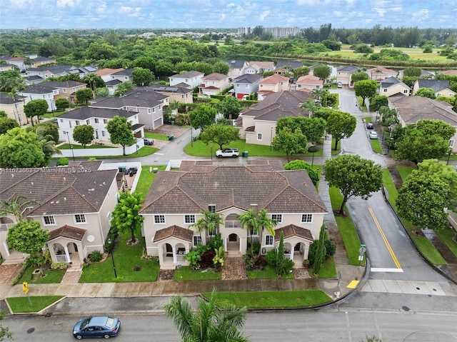 aerial view with a residential view