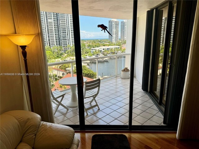 balcony with a water view