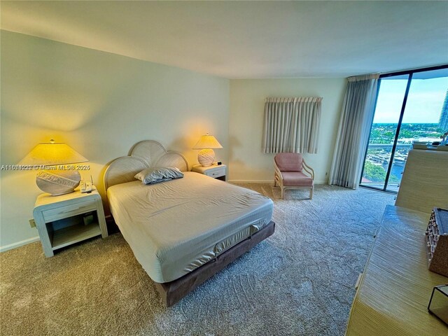 carpeted bedroom with access to outside and expansive windows