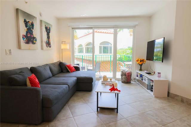 view of tiled living room