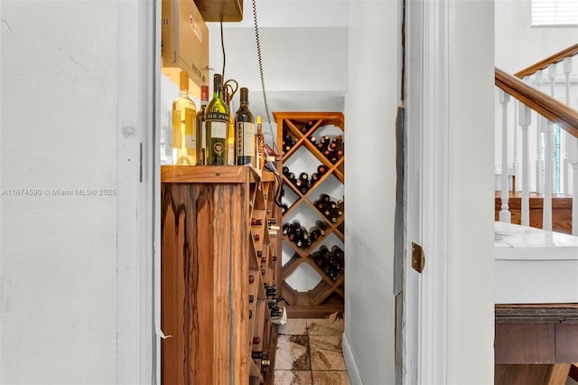 view of wine cellar