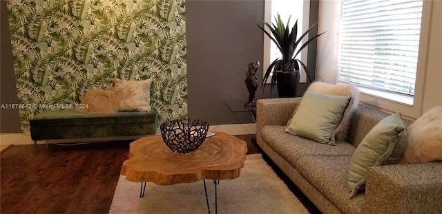 living area featuring wood-type flooring