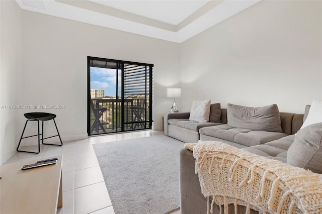 view of tiled living room