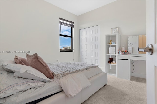 carpeted bedroom featuring a closet