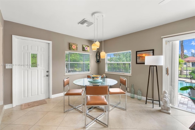 view of tiled dining room