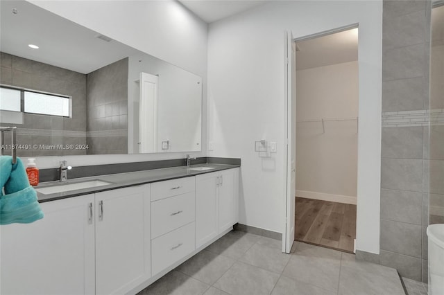 bathroom featuring vanity and tile patterned floors