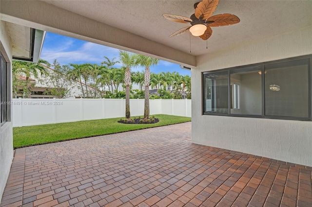 view of patio / terrace featuring ceiling fan