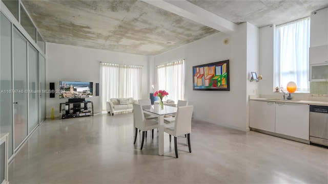 dining space with sink and a healthy amount of sunlight