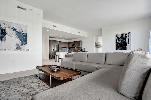 view of tiled living room