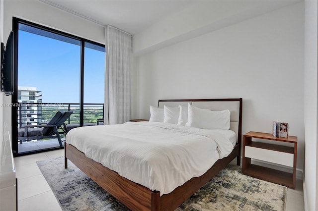 bedroom with light tile patterned flooring