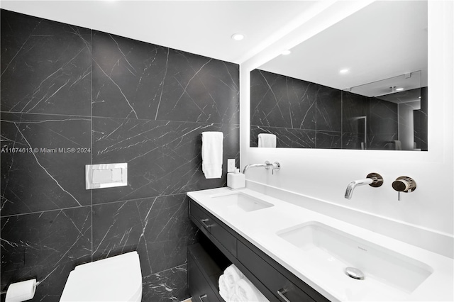 650 W Ave Unit 1101, Miami Beach, FL 33139 - full bath with tile walls, double vanity, and a shower