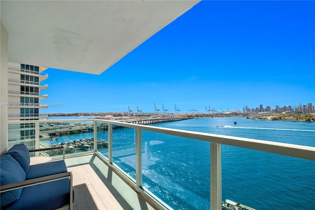 balcony with a water view