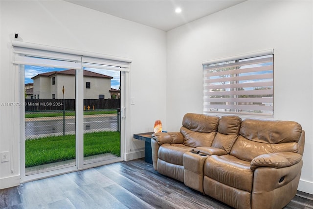 living room with hardwood / wood-style flooring