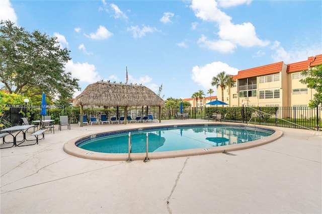 view of pool with a gazebo and a patio