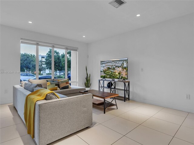 view of tiled living room