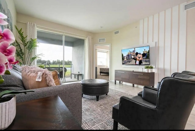 view of tiled living room