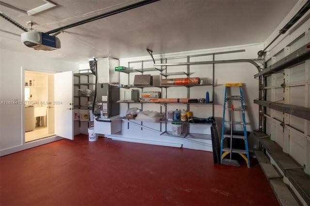 garage with a garage door opener