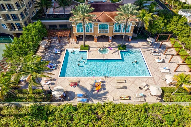 view of swimming pool with a patio