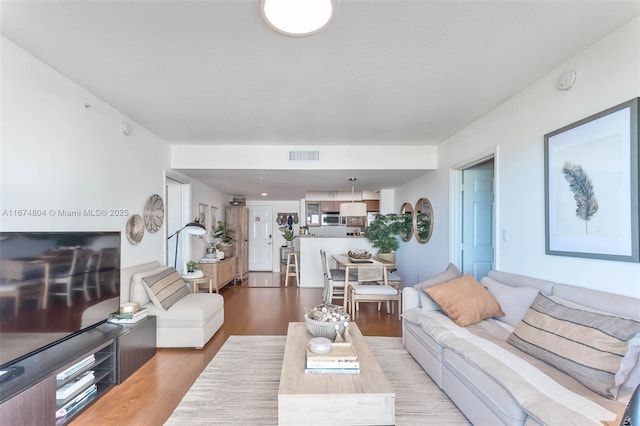 living room featuring light hardwood / wood-style flooring