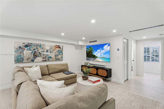 living room featuring light hardwood / wood-style floors