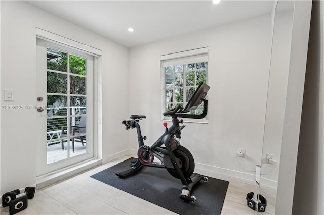 workout area with a wealth of natural light