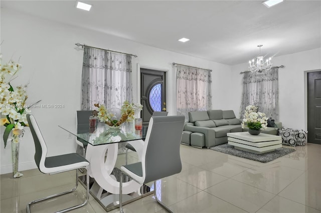 dining room featuring a chandelier