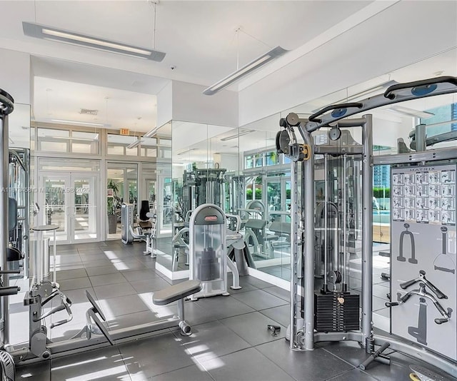 workout area with french doors