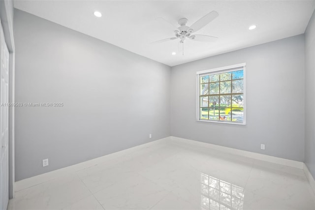 unfurnished room featuring ceiling fan