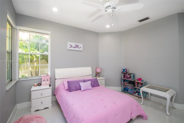 bedroom featuring ceiling fan