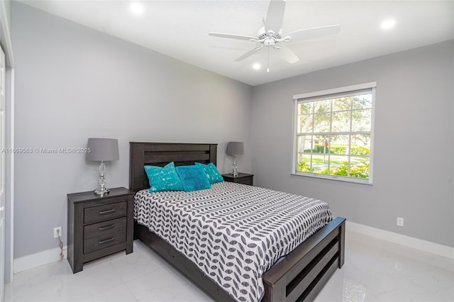 bedroom featuring ceiling fan