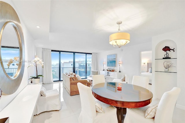 dining room with light tile patterned flooring