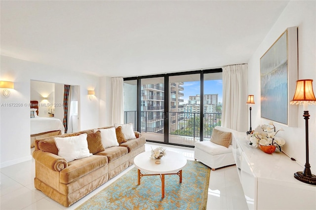 view of tiled living room