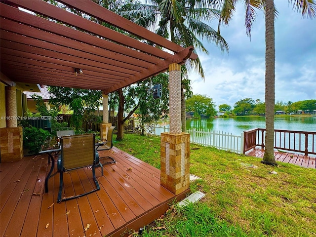 232 SW 7th Ave, Hallandale Beach, FL 33009 - deck with a water view and a pergola