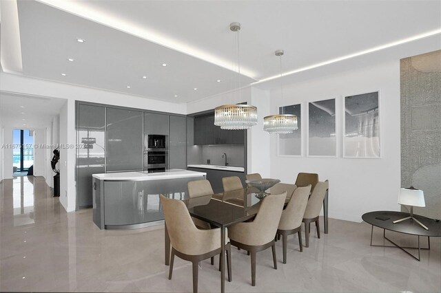 18975 Collins Ave Unit 2001, Sunny Isles Beach, FL 33160 - dining area featuring recessed lighting and light marble finish flooring