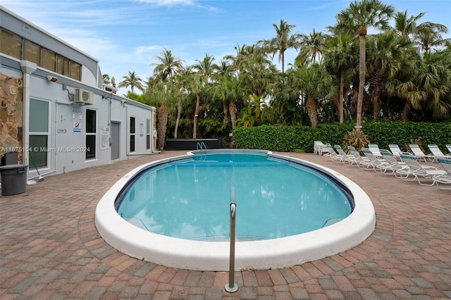 view of swimming pool with a patio area