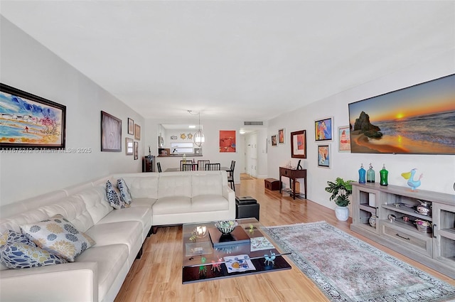 living room featuring light hardwood / wood-style flooring